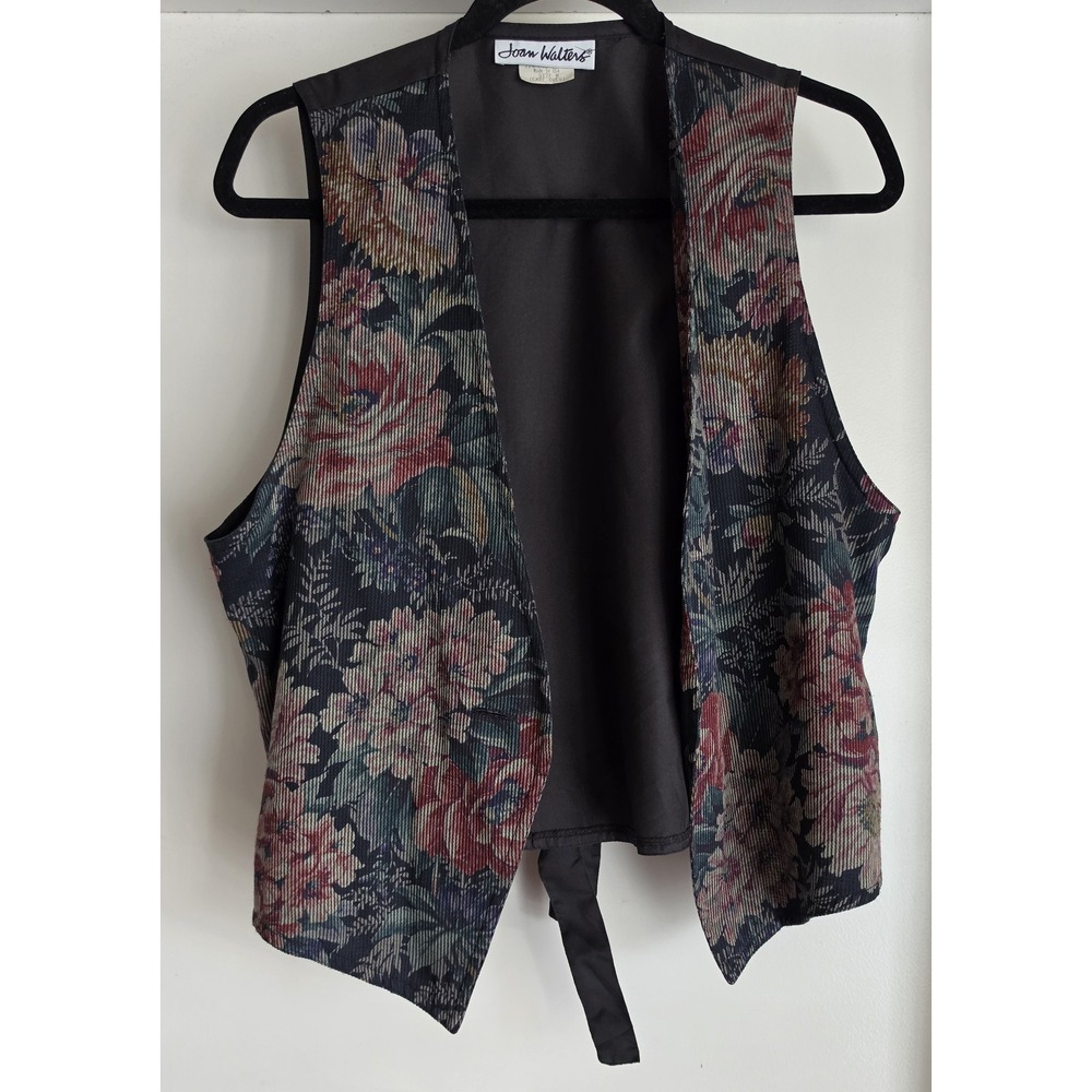 Joan Walters Women's Vest Size‎ M Floral Multicolor Sleeveless Polyester Rayon